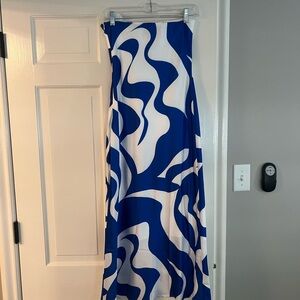Blue and White Midi Dress - Silk Size S - Worn Once